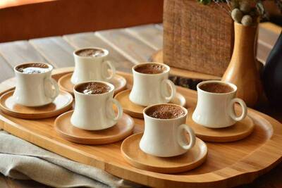Traditional Turkish Coffee Cup Boxed Set with 6 Cups and 6