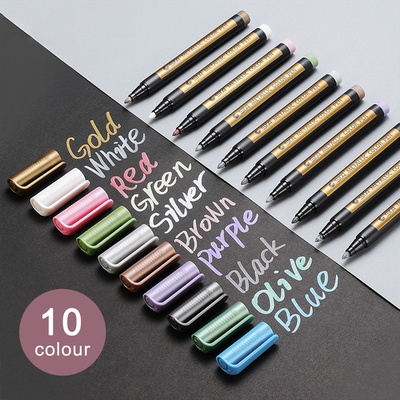 10pcs Metallic Markers Paints Pens Art Permanent Writing Mar