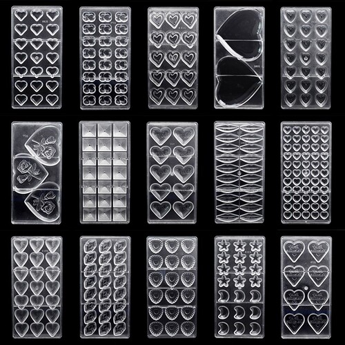 3D Chocolate Bar Mold Forms Heart Polycarbonate Moulds Tray