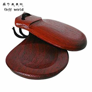 Orff world A Pc Wooden Castanets Wood Percussion Flamenco M