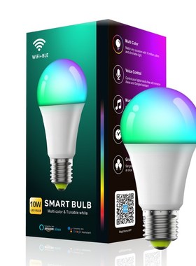 1/2/3pcs WiFi Smart Bulb Work with Alexa RGB Corlorful