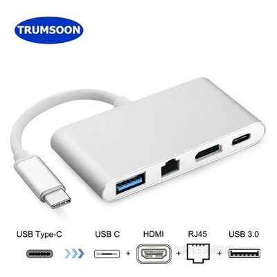 Type-C Thunderbolt 3 to HDMI 4K Ethernet Lan USB C 3.0 Adapt