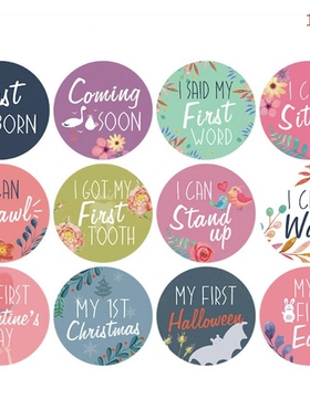 12 Pcs/set Newborn Growth Month Sticker Baby Kids Christmas