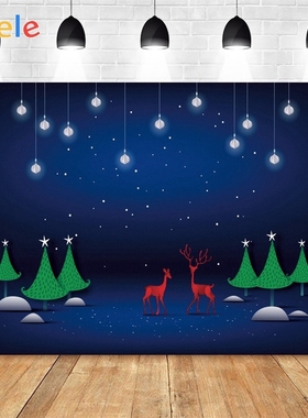 Yeele Merry Christmas Blue Board Red Deer Lantern Spot Back