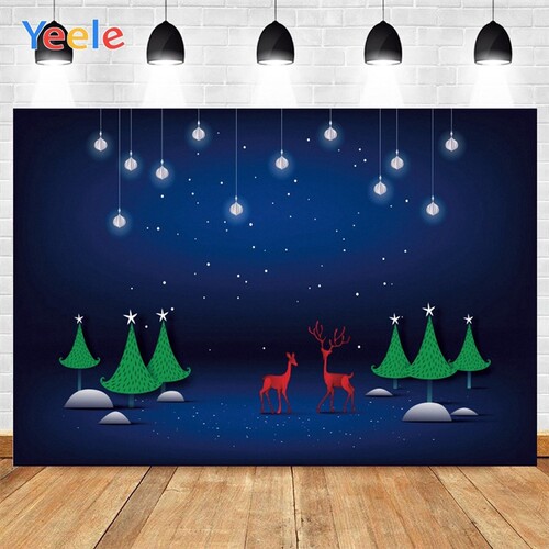 Yeele Merry Christmas Blue Board Red Deer Lantern Spot Back