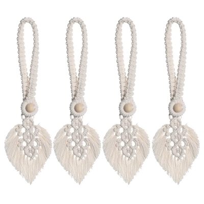 4Pcs Rope Leaf Curtain Tie Backs Macrame Holdbacks Curtains