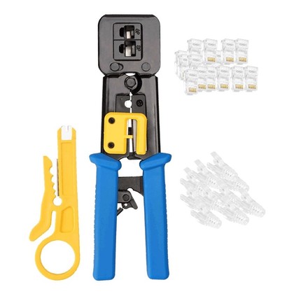 RJ45 Crimp Tool Network Repair Tools Pass Through Cat5 Cat5E