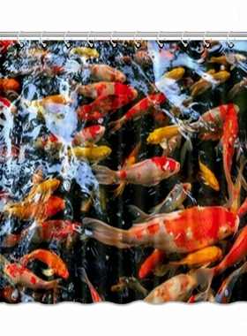 Koi Fish Shower Curtain Red Rideau Douche Fish Flower Curta