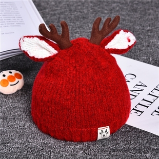 Cute Cartoon Elk Baby Hat Winter Knitted Kids Hat Warm Infan