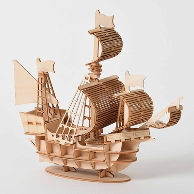 Laser Cutting DIY  Sailing Ship Toys 3D Wooden Puzzle Toy As
