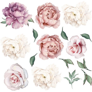 Large Pink Peony Flower Wall Stickers Romantic Flowers Home