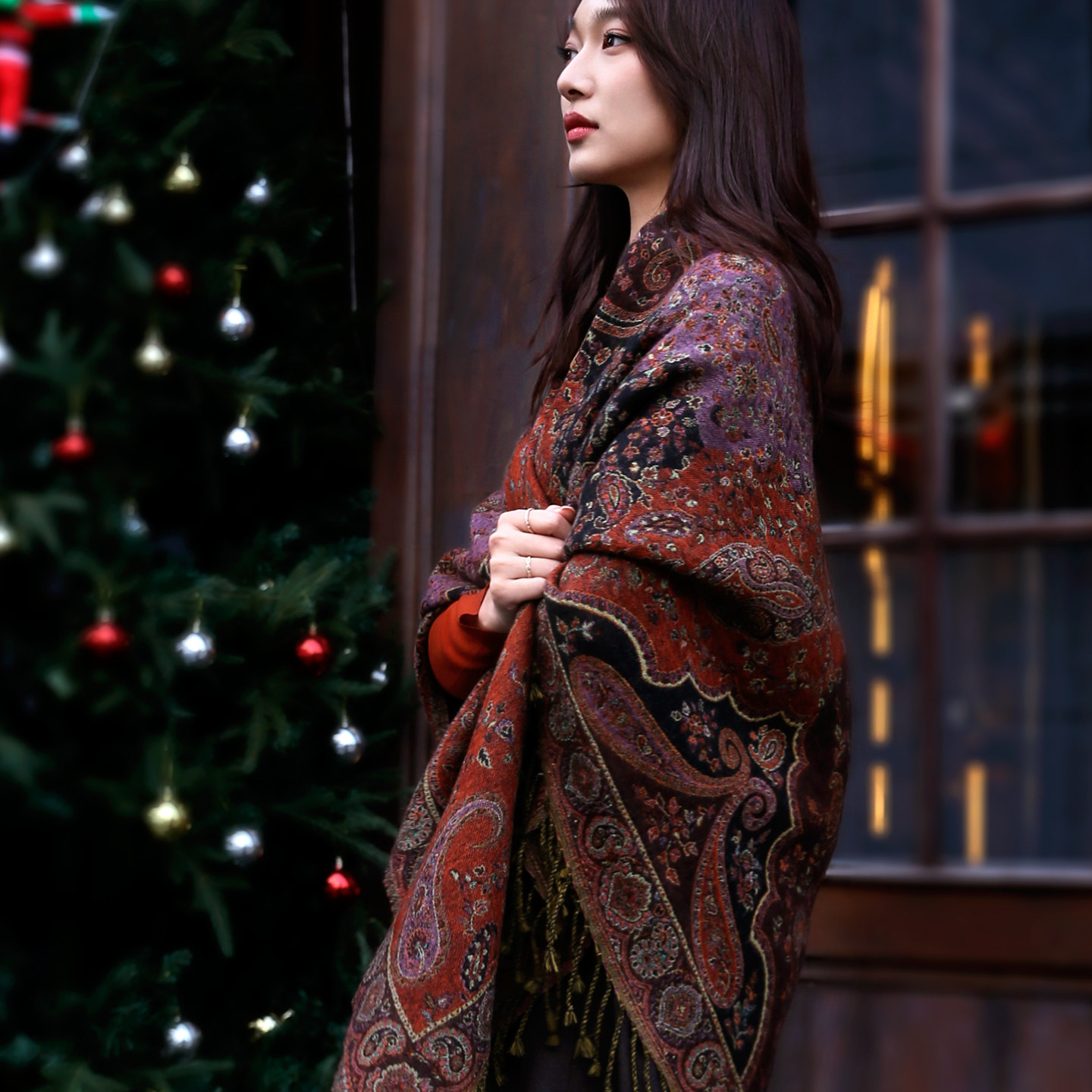 秋暮咖水煮羊毛氛围大披肩进口佩斯利编织花纹加厚保暖流苏围巾,服饰配件/皮带/帽子/围巾,围巾/丝巾/披肩,淘宝优惠券,粉丝福利购,淘宝优惠卷