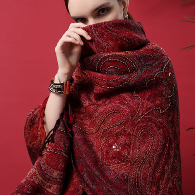 超大加厚复古民族风纯羊毛大方巾