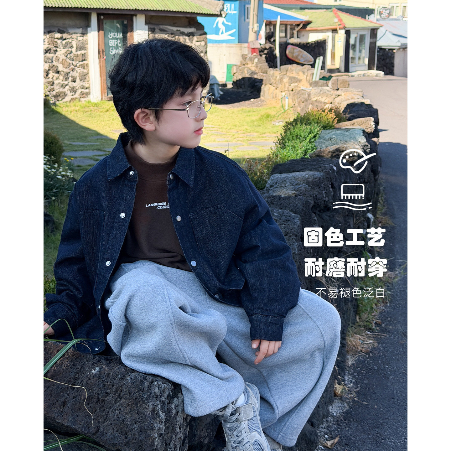 男童牛仔夹棉加厚保暖外套