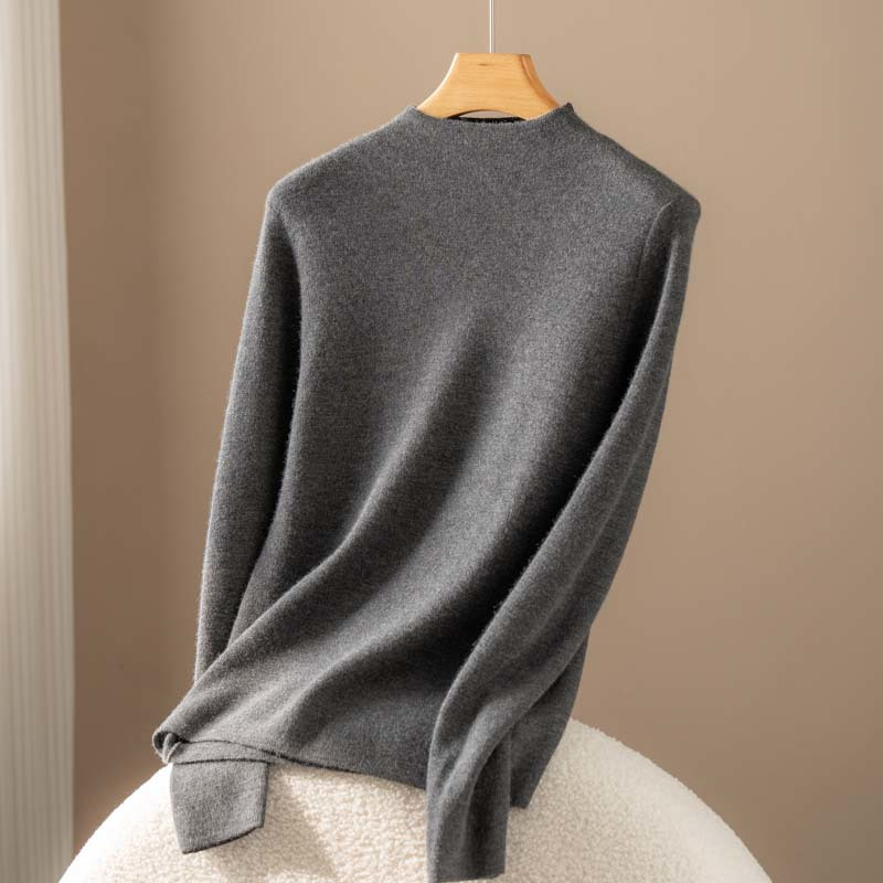 100%纯山羊绒衫康赛妮纱线80支精纺女半高领套头毛衣针织打底衫