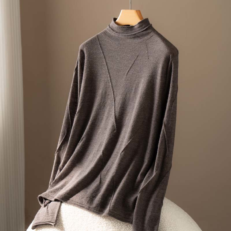 100%纯山羊绒衫女半高领针织衫康赛妮纱线80支精纺打底针织毛衣