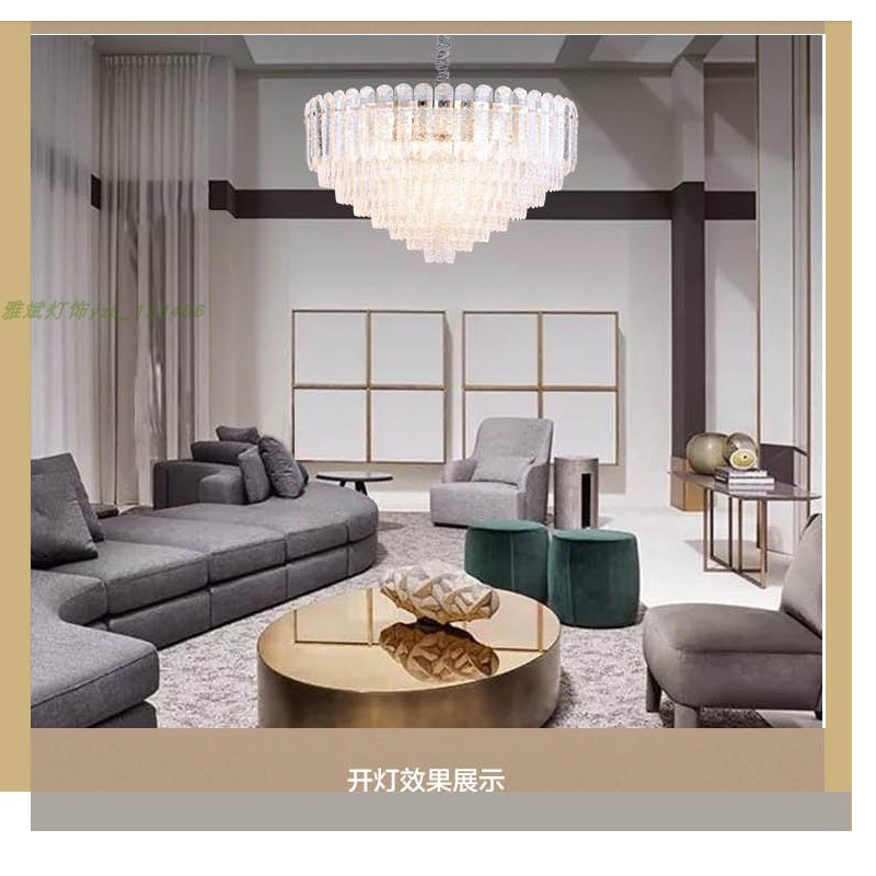 后现代设计师铜灯轻奢吊灯水纹玻璃家装客厅灯低层房间卧室餐厅灯_虎窝淘