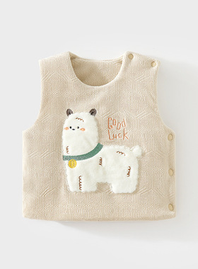 婴儿马甲护肚背心秋冬季宝宝夹棉儿童坎肩马夹新生儿加棉保暖上衣