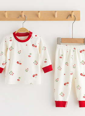 婴儿秋衣套装宝宝秋衣秋裤儿童保暖内衣套装分体纯棉睡衣春秋肩扣