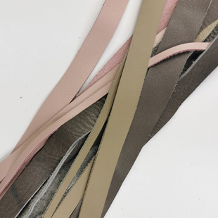 灰色粉色头层牛皮皮带条子真皮皮绳包带狗绳牵引绳手工编织DIY