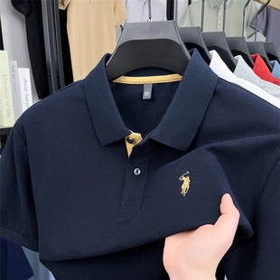 男2025夏季 短袖 Polo衫 翻领宽松刺绣体恤 新款 100%纯棉 保罗正品