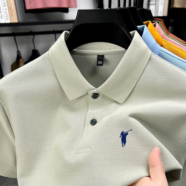 【奥莱品牌折扣】保罗短袖T恤男100%纯棉夏季新款刺绣马标polo衫