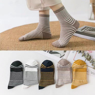 防裂袜子女秋冬中筒条纹百搭英伦风脚后跟干裂足裂袜脚裂袜皲裂袜