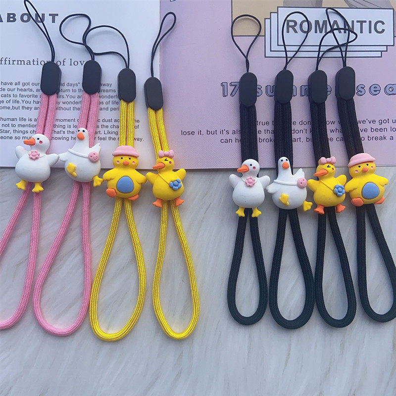 卡通黄鸭手机壳挂绳手腕绳少女手机挂绳防丢摔短绳钥匙可爱小挂件