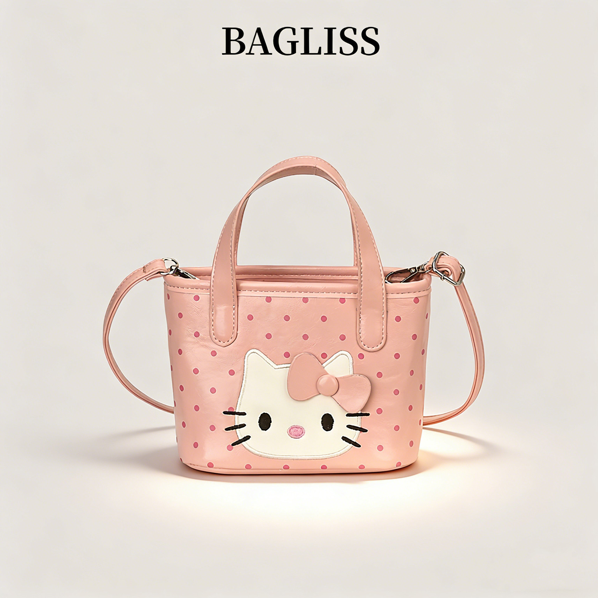 精致卡通KT猫波点手提包女26新款