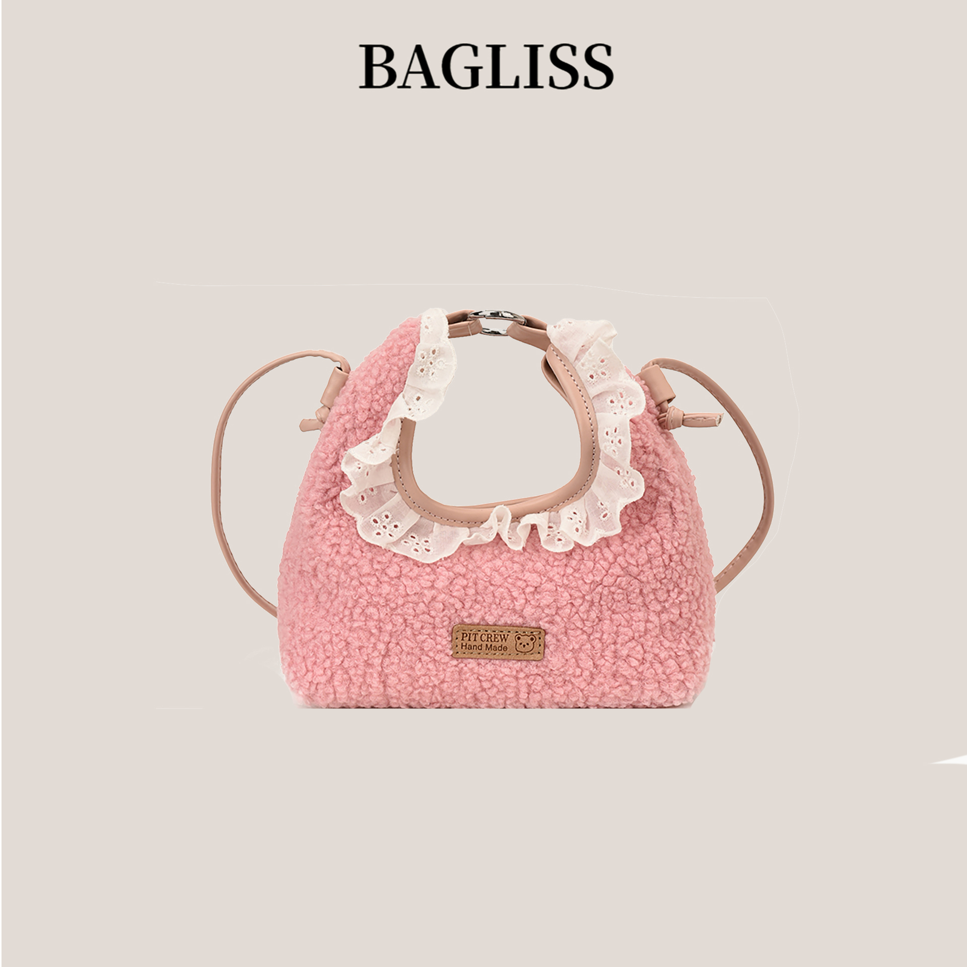 2025冬季复古羊羔毛女童单肩包