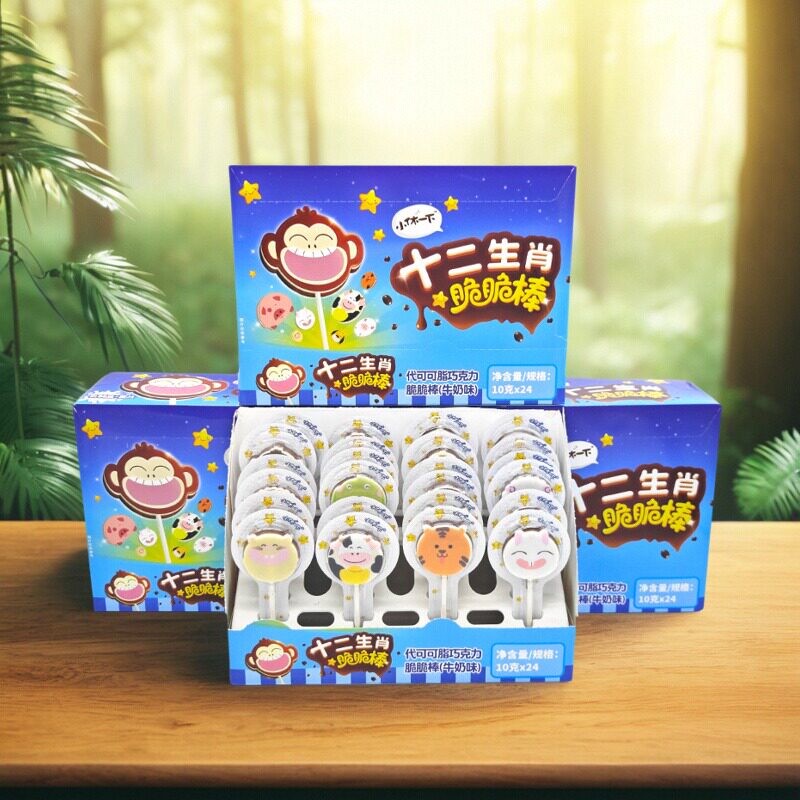 立高小休一下十二生肖脆脆棒燕麦巧克力棒棒糖儿童零食生日新年礼
