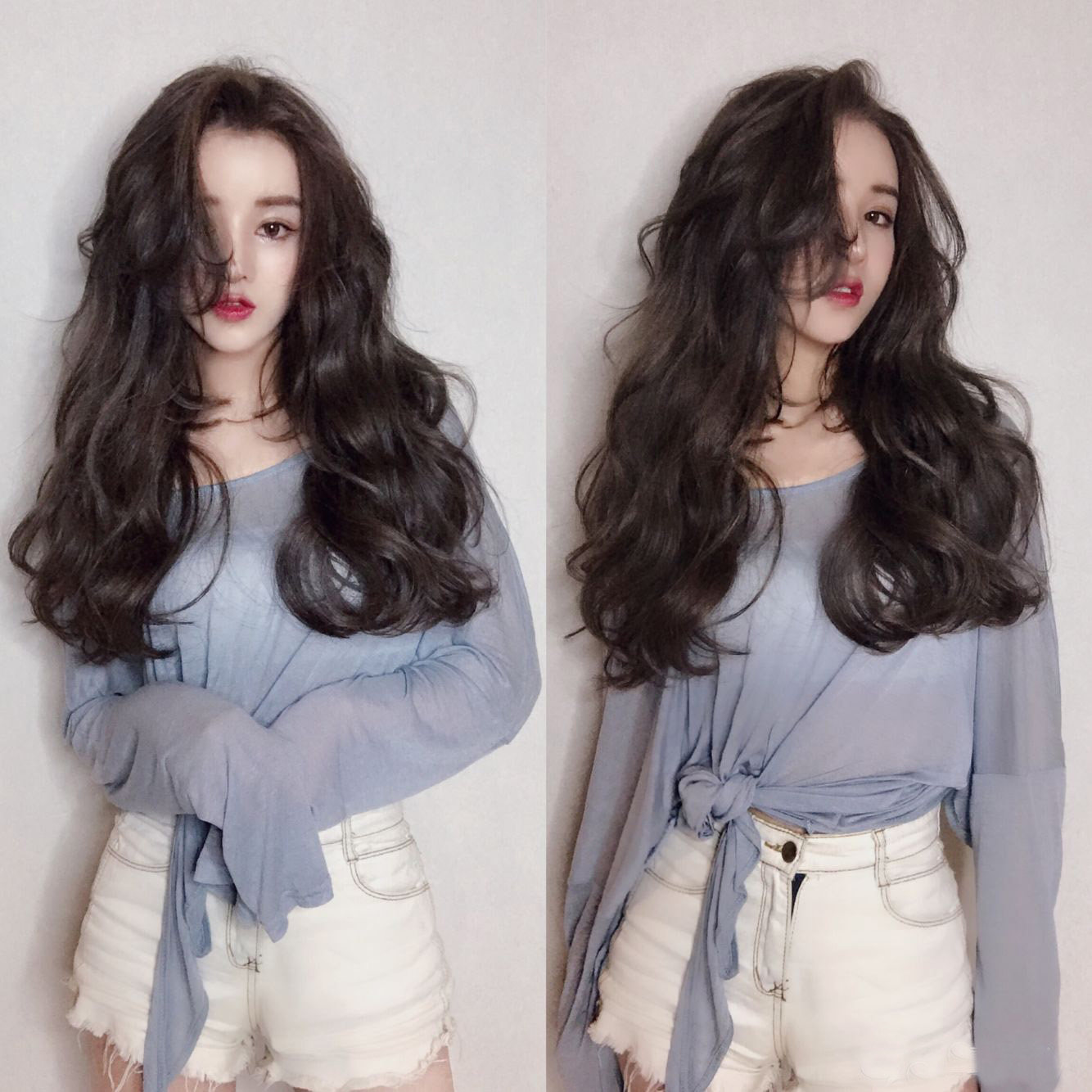 假发女长卷发大波浪 u型半头套真发网红自然无痕接发片中分三七分