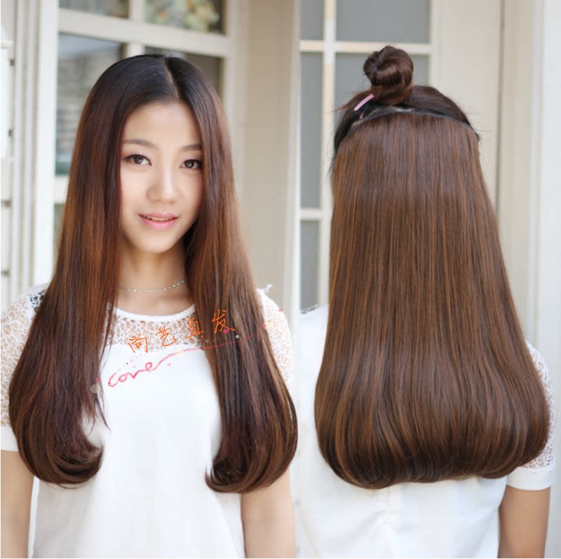 真发发片隐形无痕50长发尾内扣梨花烫一片式加发量假发女接发片