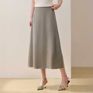 缎面洋气显瘦半身裙 轻奢长裙胖mm夏装 纤莉秀大码 法式 新款 女装