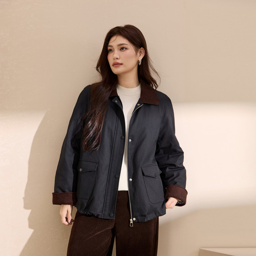 纤莉秀大码女装鸭绒工装羽绒服