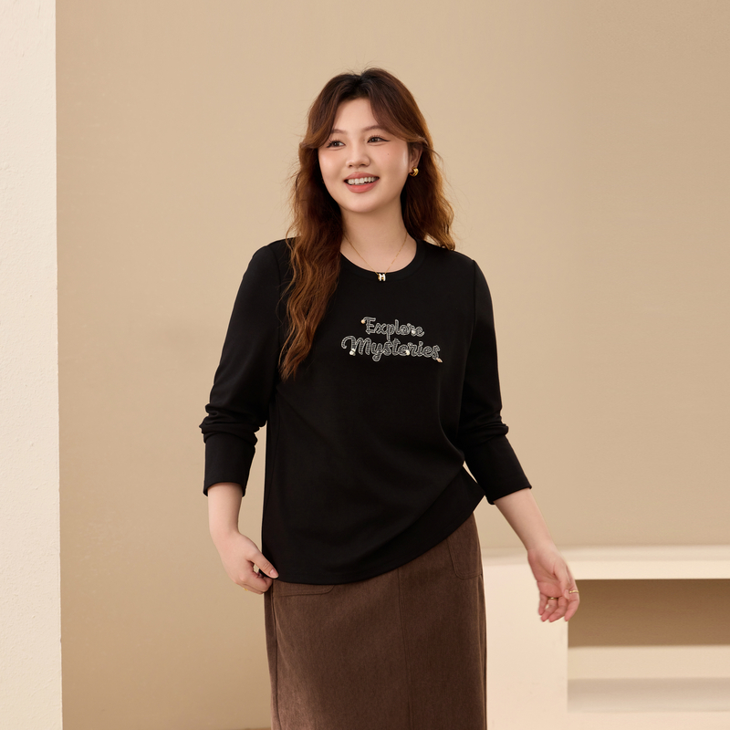 纤莉秀女装花边开叉别致百搭T恤