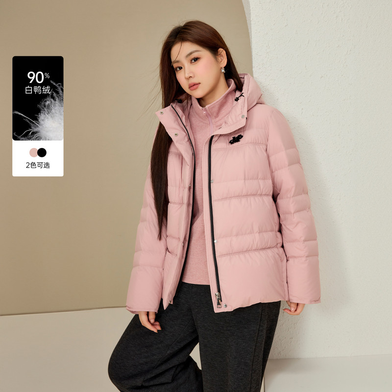 【90%鸭绒】纤莉秀大码女装百搭保暖短款羽绒服胖mm冬装新款