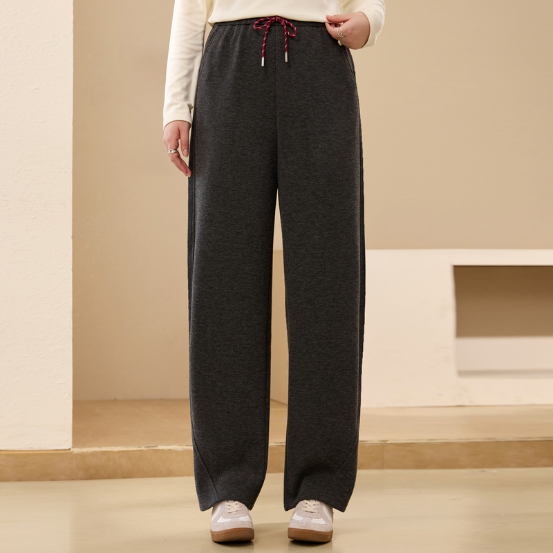 纤莉秀女装舒适松紧腰加绒裤子