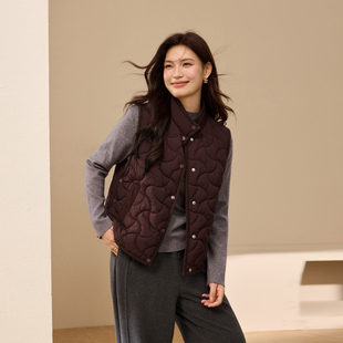 胖mm2025冬装 女装 秋冬叠穿立领棉轻暖马甲纤莉秀大码 新款 云絮