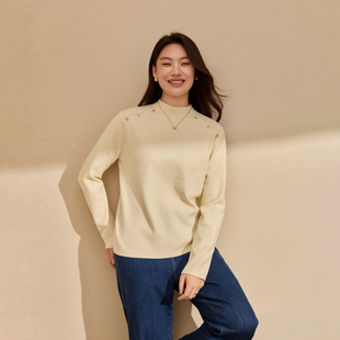 半高领软糯针织衫 胖mm冬装 纤莉秀大码 舒适柔软打底衫 新款 女装