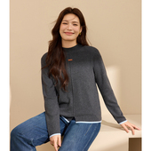 半高领舒适百搭上衣胖mm秋新款 女装 打底外穿针织衫 纤莉秀大码