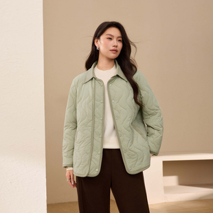 胖mm冬装 灯芯绒翻领波浪绗缝加厚棉服纤莉秀大码 新款 自由都市