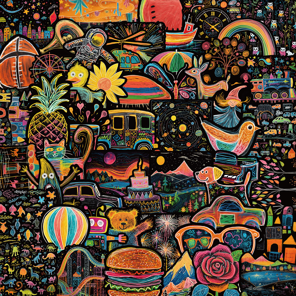 涂中鸦贴纸/立体贴纸53张可爱