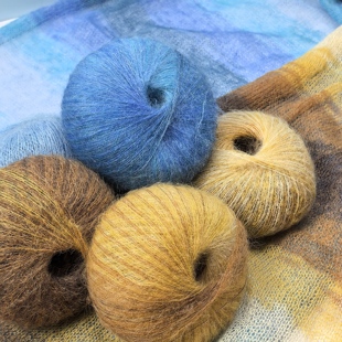 8团200克真丝马海毛 渐变马海毛线长段染马海毛毛衣围巾手编毛线