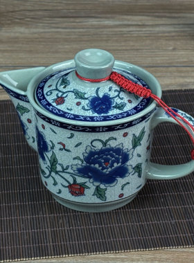 青花瓷釉中彩小茶壶家用手抓壶