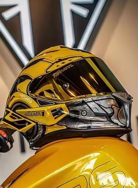 JUST1碳纤维头盔J1摩托车全盔四季款大尾翼跑盔赛道盔机车盔防雾