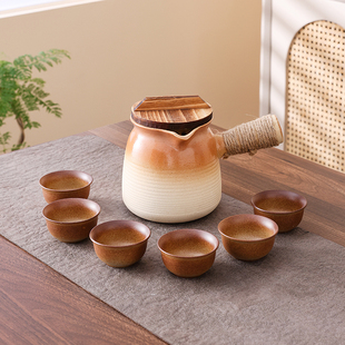 围炉煮茶壶烤奶茶罐罐壶半手工大容量陶土侧把壶大容量可干烧明火