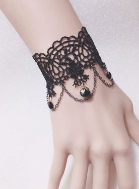 宽手链糖蕾丝复古水晶女