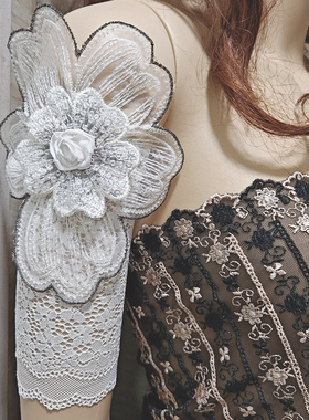 原创设计蕾丝花朵手臂环婚纱摄影装饰直播舞蹈cos配饰松紧臂带女