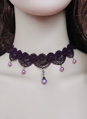 配饰品夜店蕾丝紫色晚礼服